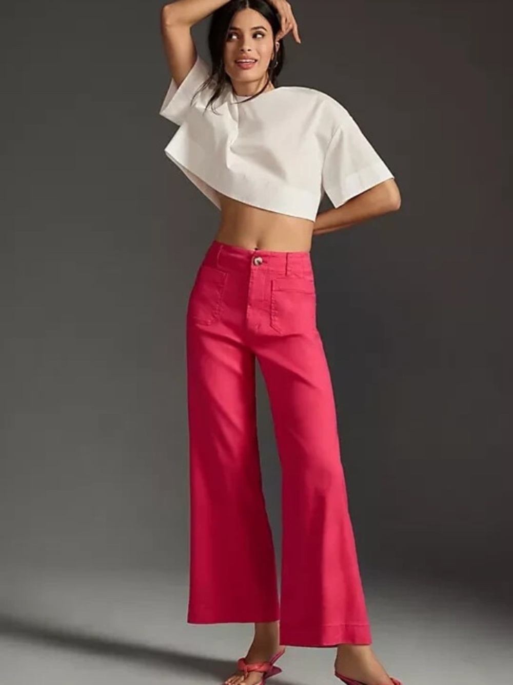 Anthropologie Maeve The Colette cropped wide-leg pant in Fuchsia 27